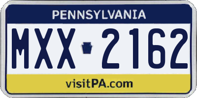 PA license plate MXX2162