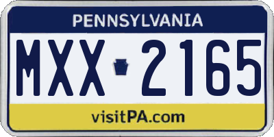 PA license plate MXX2165