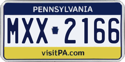 PA license plate MXX2166
