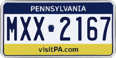 PA license plate MXX2167