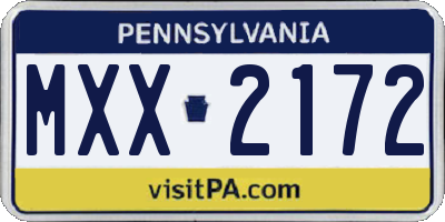 PA license plate MXX2172