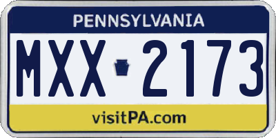 PA license plate MXX2173