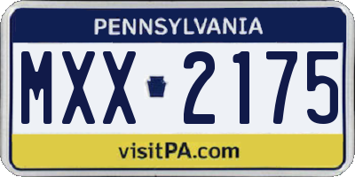 PA license plate MXX2175