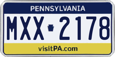 PA license plate MXX2178