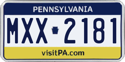 PA license plate MXX2181