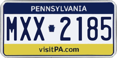 PA license plate MXX2185