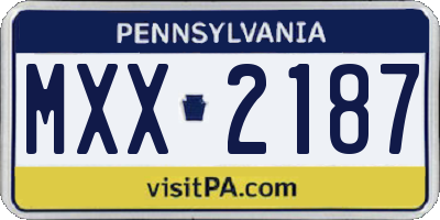 PA license plate MXX2187