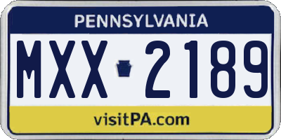 PA license plate MXX2189