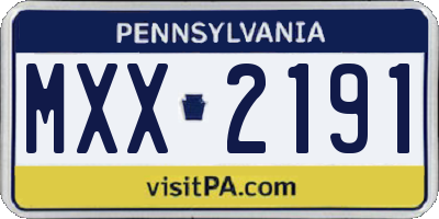 PA license plate MXX2191
