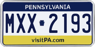 PA license plate MXX2193