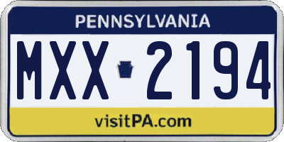 PA license plate MXX2194