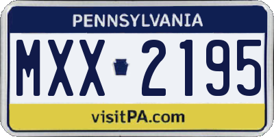 PA license plate MXX2195
