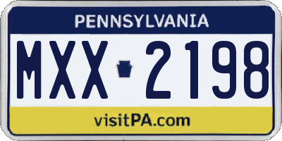 PA license plate MXX2198