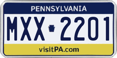 PA license plate MXX2201