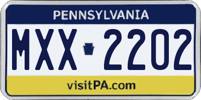 PA license plate MXX2202