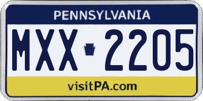 PA license plate MXX2205