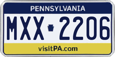 PA license plate MXX2206