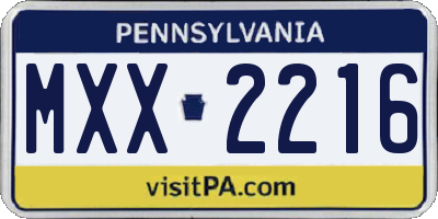 PA license plate MXX2216
