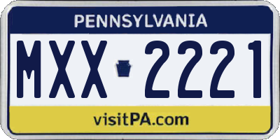 PA license plate MXX2221