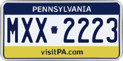 PA license plate MXX2223
