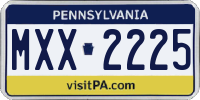 PA license plate MXX2225