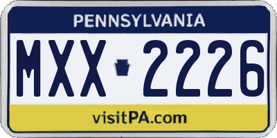PA license plate MXX2226
