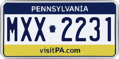 PA license plate MXX2231