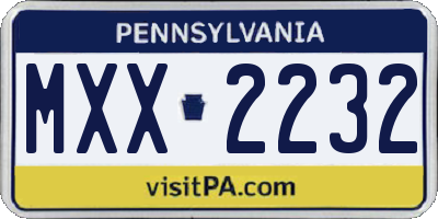 PA license plate MXX2232