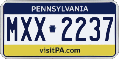 PA license plate MXX2237