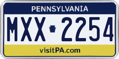 PA license plate MXX2254