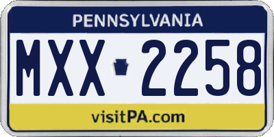 PA license plate MXX2258