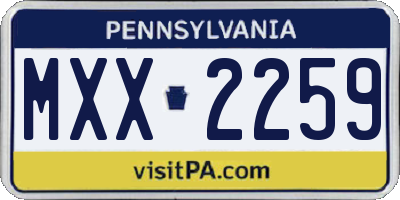 PA license plate MXX2259