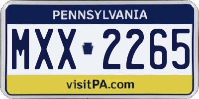 PA license plate MXX2265
