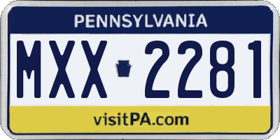 PA license plate MXX2281