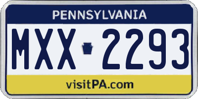 PA license plate MXX2293
