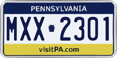 PA license plate MXX2301