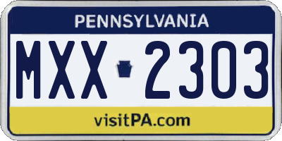 PA license plate MXX2303