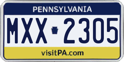 PA license plate MXX2305