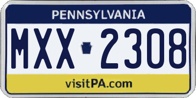 PA license plate MXX2308