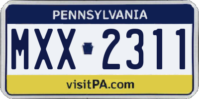PA license plate MXX2311