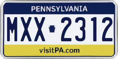 PA license plate MXX2312