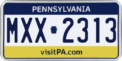 PA license plate MXX2313