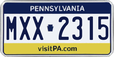PA license plate MXX2315