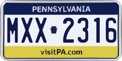 PA license plate MXX2316