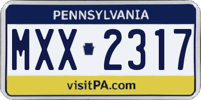 PA license plate MXX2317