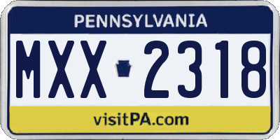 PA license plate MXX2318