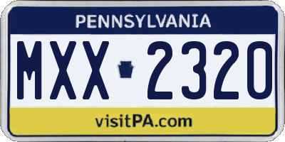 PA license plate MXX2320
