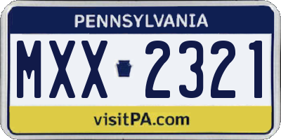 PA license plate MXX2321