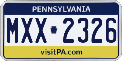 PA license plate MXX2326