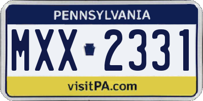 PA license plate MXX2331